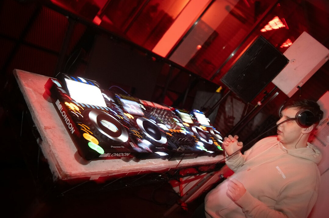 Live streaming production desk with monitors