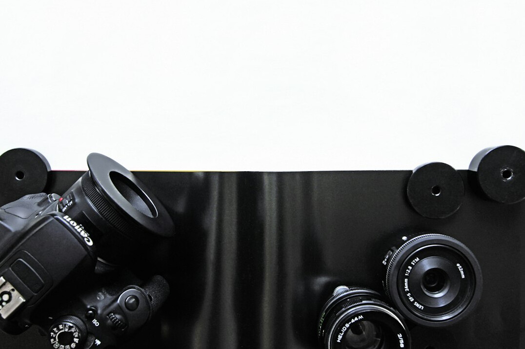 Empty television studio floor with cameras and lighting